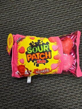 NWT Iscream Sour Patch Kids Plush Zip Pillow + 4 Mini Hearts Valentines Gift